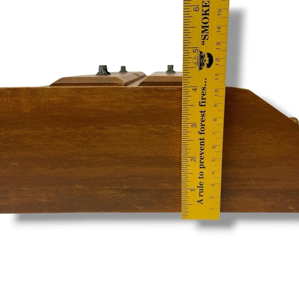 Vintage Solid Wood Heart Cutout Wall Shelf 3 Pegs Handmade Rustic Farm Cottage